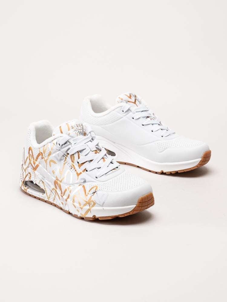 Skechers - X JGoldcrown Uno - Vita sneakers i skinnimitation