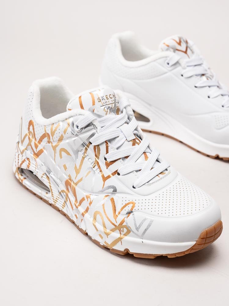 Skechers - X JGoldcrown Uno - Vita sneakers i skinnimitation