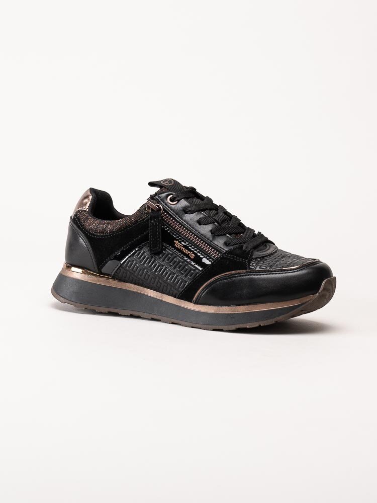Tamaris - Svarta sneakers med metallic detaljer