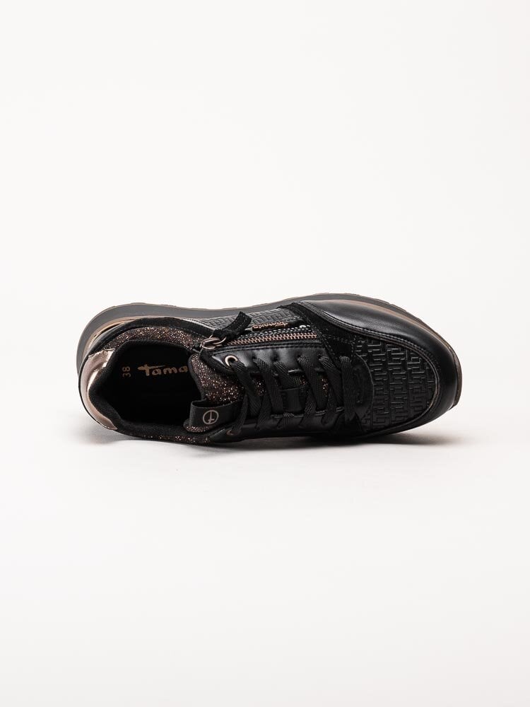 Tamaris - Svarta sneakers med metallic detaljer