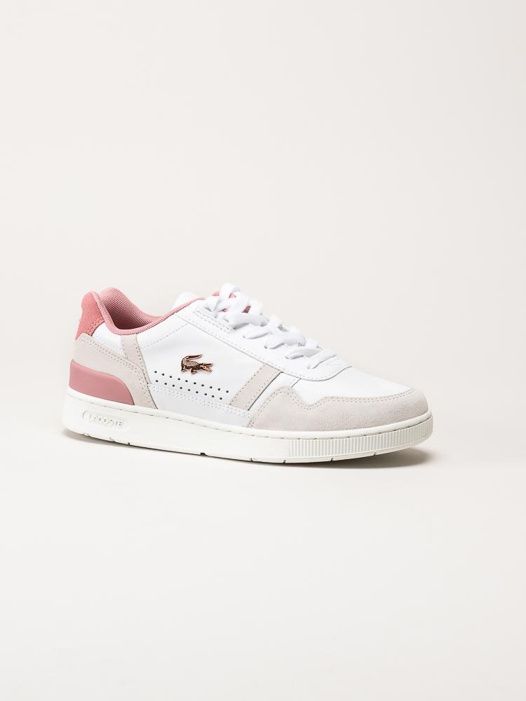 Lacoste - T-Clip - Vita skinnsneakers med rosa detaljer