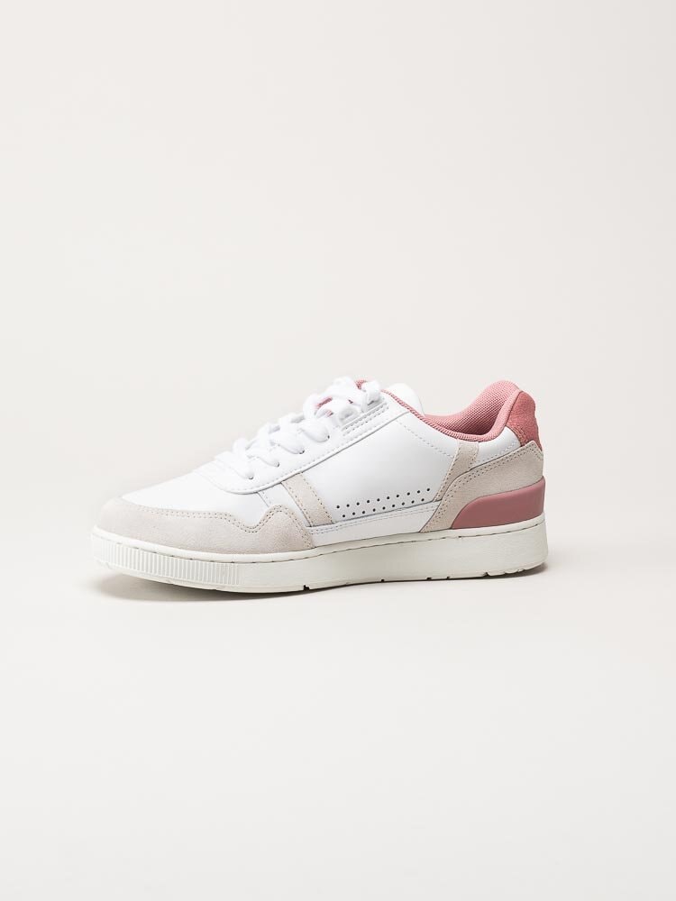 Lacoste - T-Clip - Vita skinnsneakers med rosa detaljer