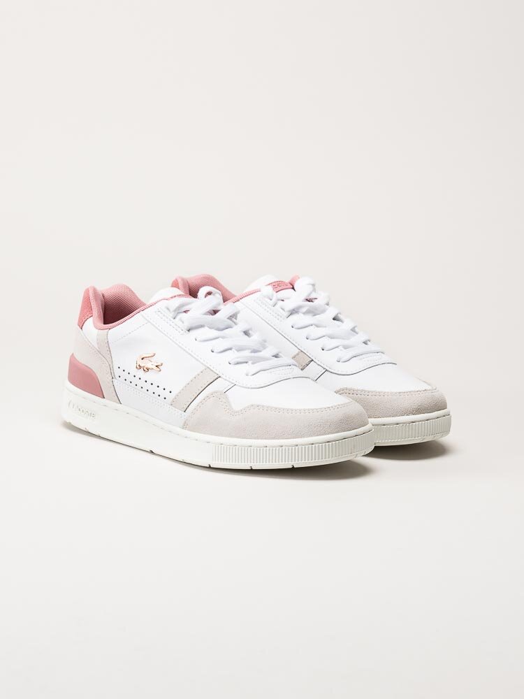 Lacoste - T-Clip - Vita skinnsneakers med rosa detaljer