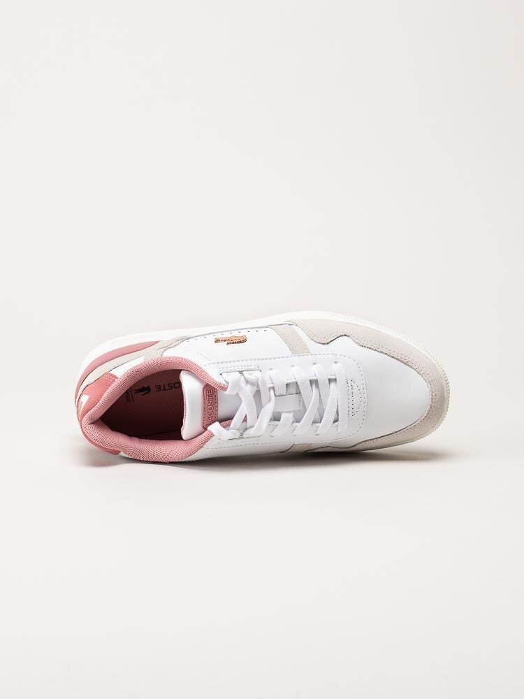 Lacoste - T-Clip - Vita skinnsneakers med rosa detaljer