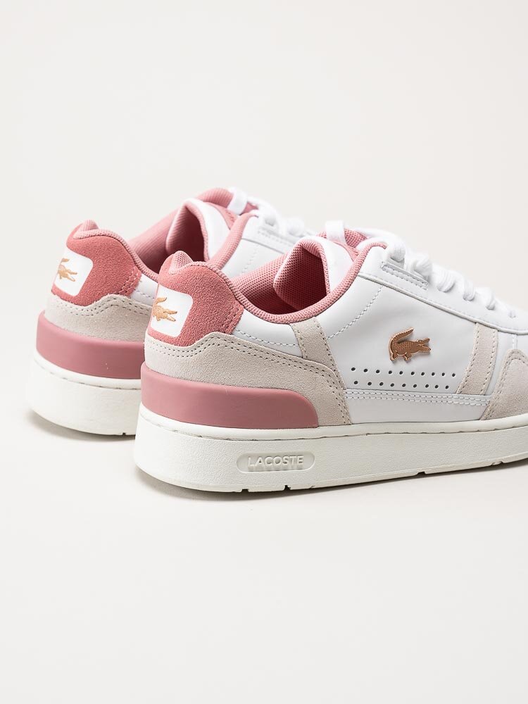 Lacoste - T-Clip - Vita skinnsneakers med rosa detaljer