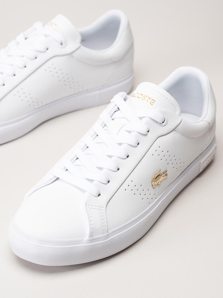 Lacoste - Powercourt - Vita sneakers med guldfärgad logga