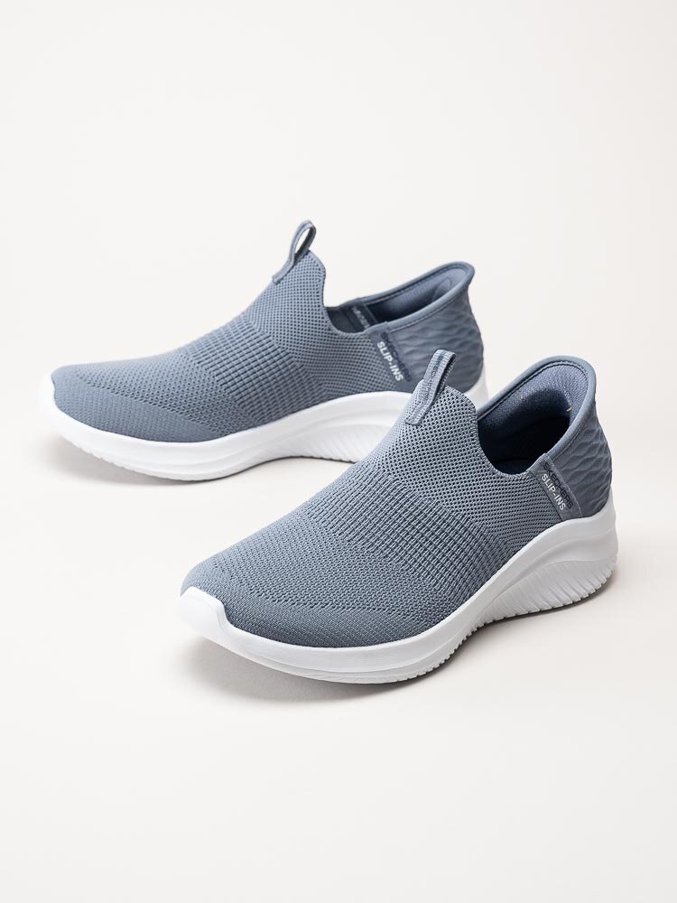 Skechers - Ultra Flex 3.0 Cozy Streak - Ljusgrå slip-ins sneakers i textil