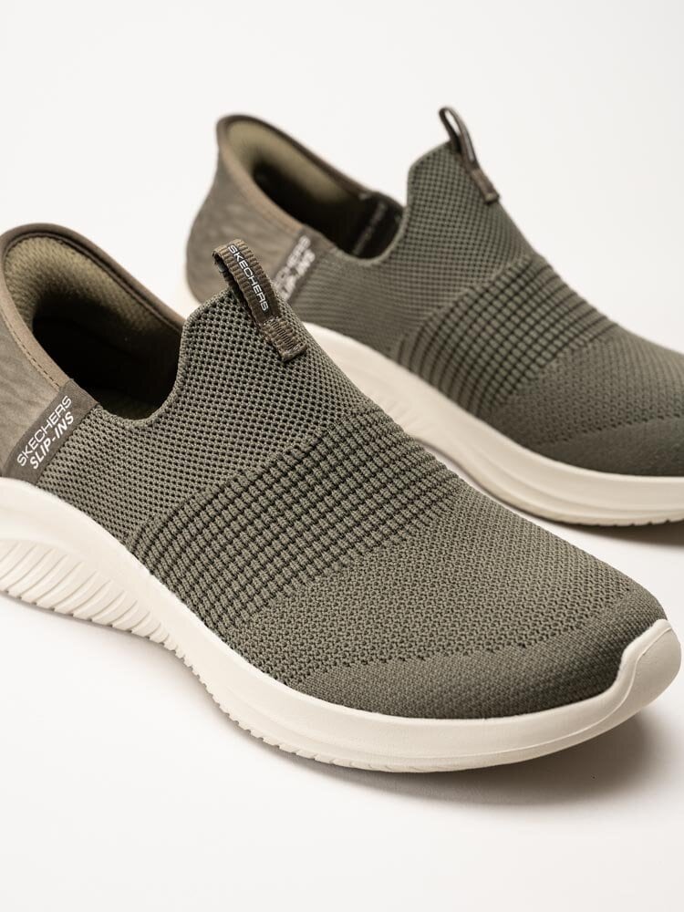 Skechers - Ultra Flex 3.0 Cozy Streak - Gröna slip-ins sneakers i textil