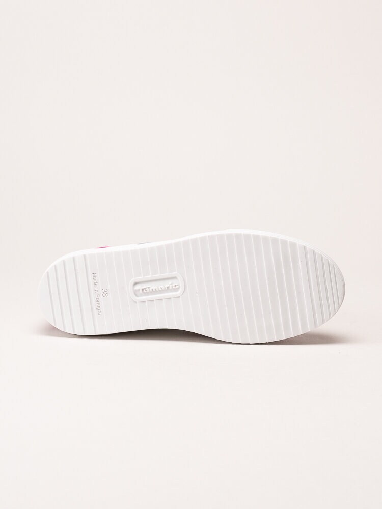 Tamaris - Vita och rosa sneakers i skinn