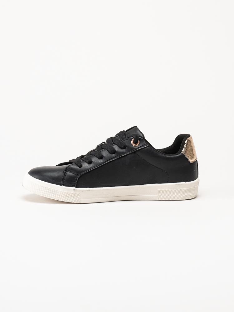 Tamaris - Svarta sneakers i skinn