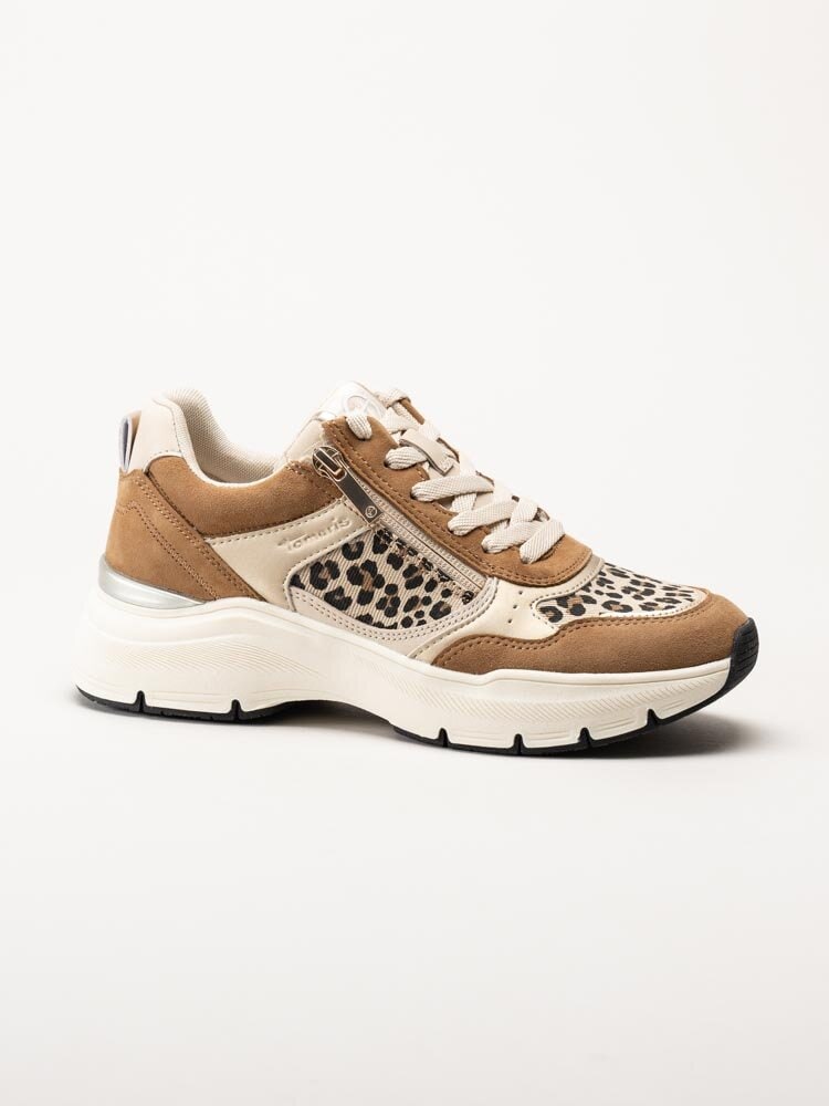 Tamaris - Bruna leopardmönstrade sneakers