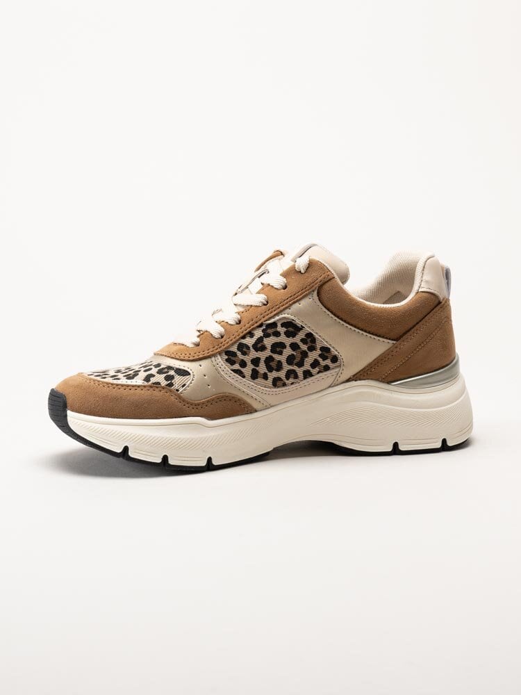 Tamaris - Bruna leopardmönstrade sneakers