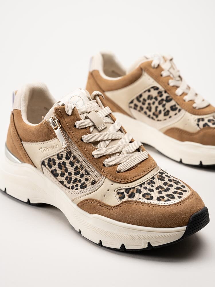 Tamaris - Bruna leopardmönstrade sneakers