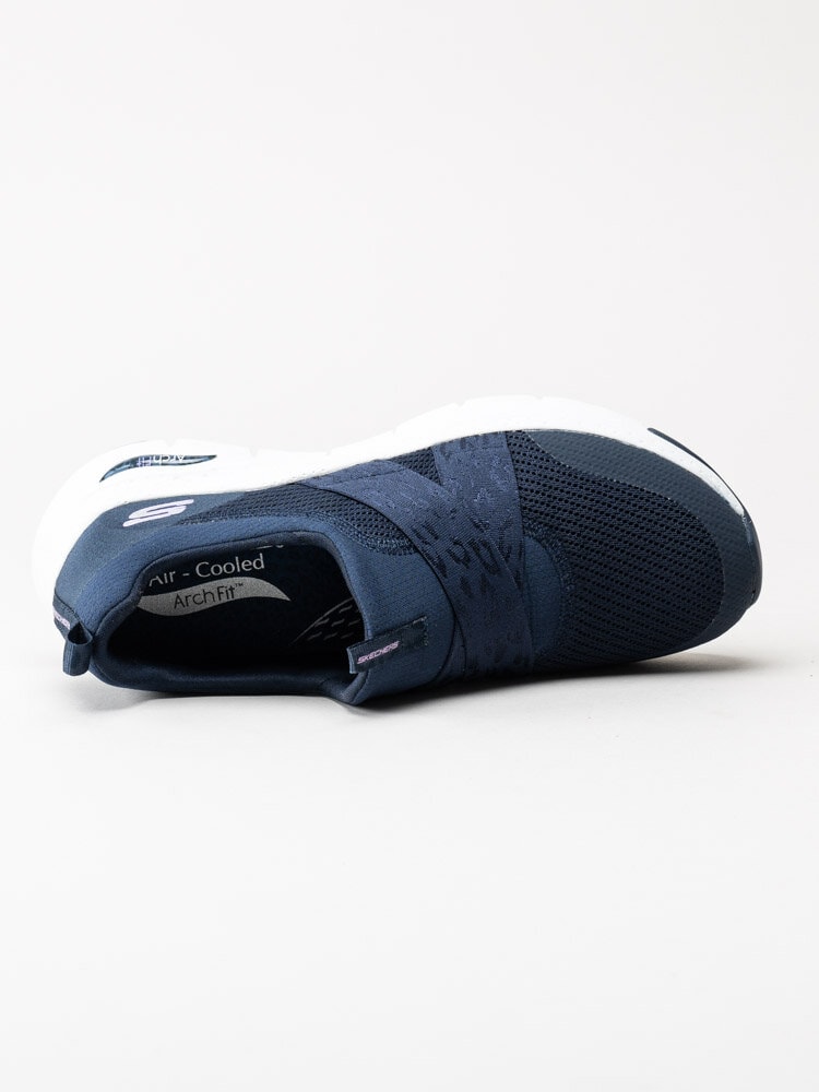 Skechers - Womens Arch Fit - Blå slip on sneakers i textil