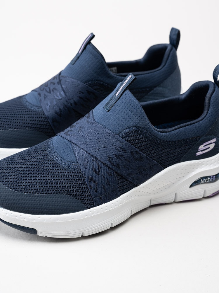 Skechers - Womens Arch Fit - Blå slip on sneakers i textil