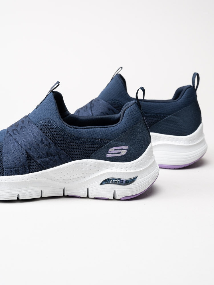 Skechers - Womens Arch Fit - Blå slip on sneakers i textil