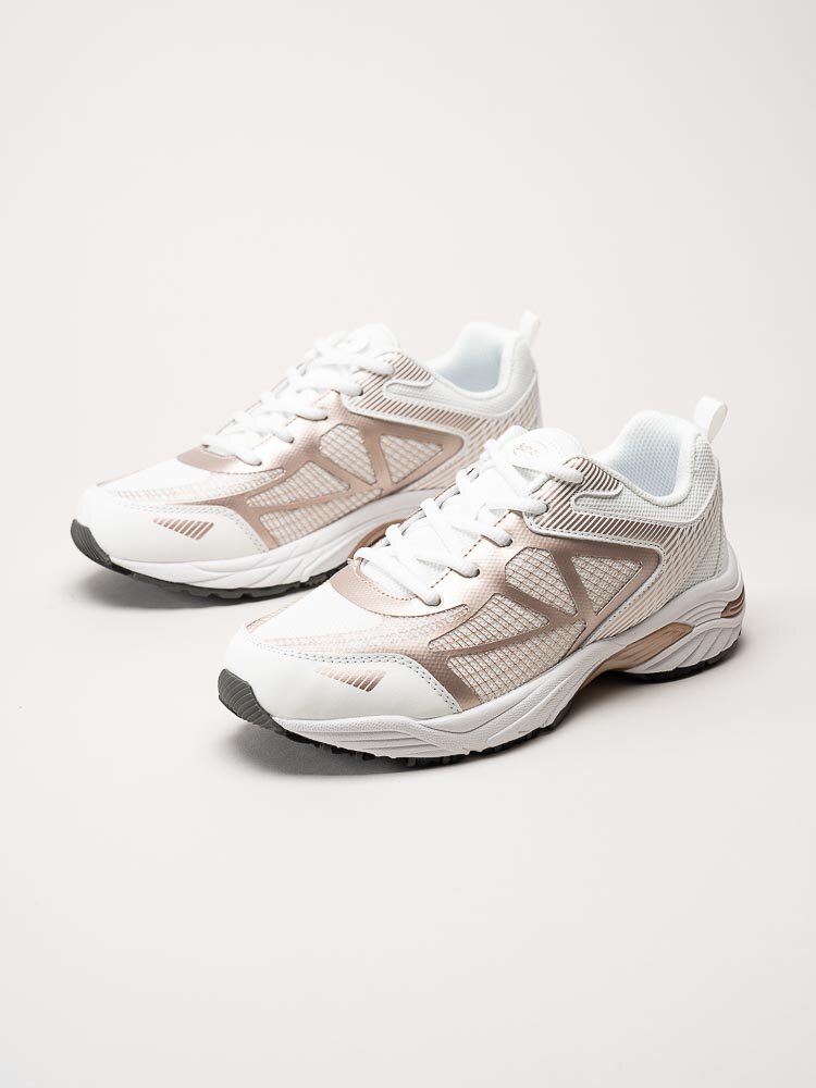 Scholl - Sprinter Net - Vita sneakers med roséfärgade detaljer