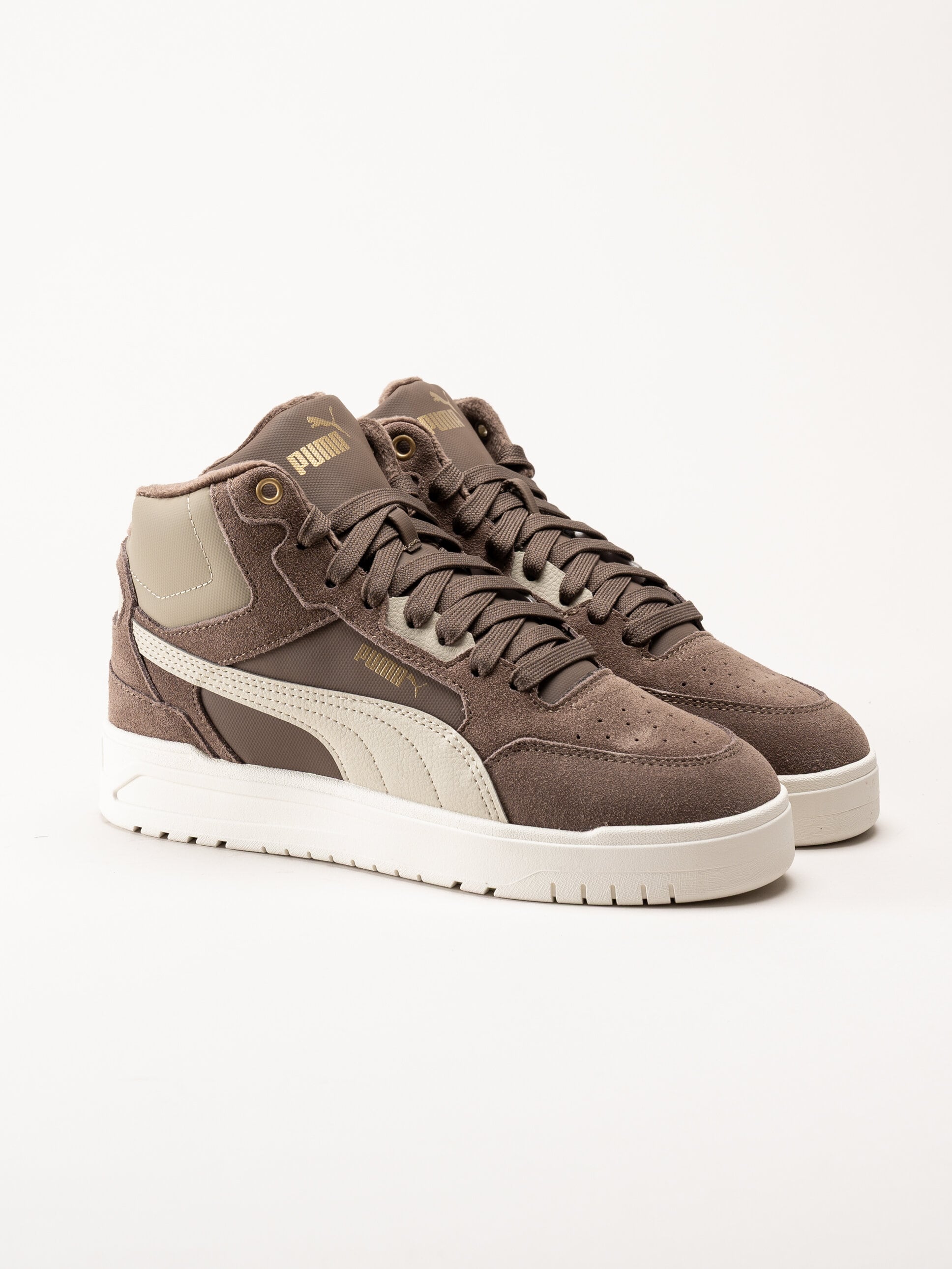 Puma - Shuffle Downtown Mid Wtr - Bruna fodrade sneakers i mocka