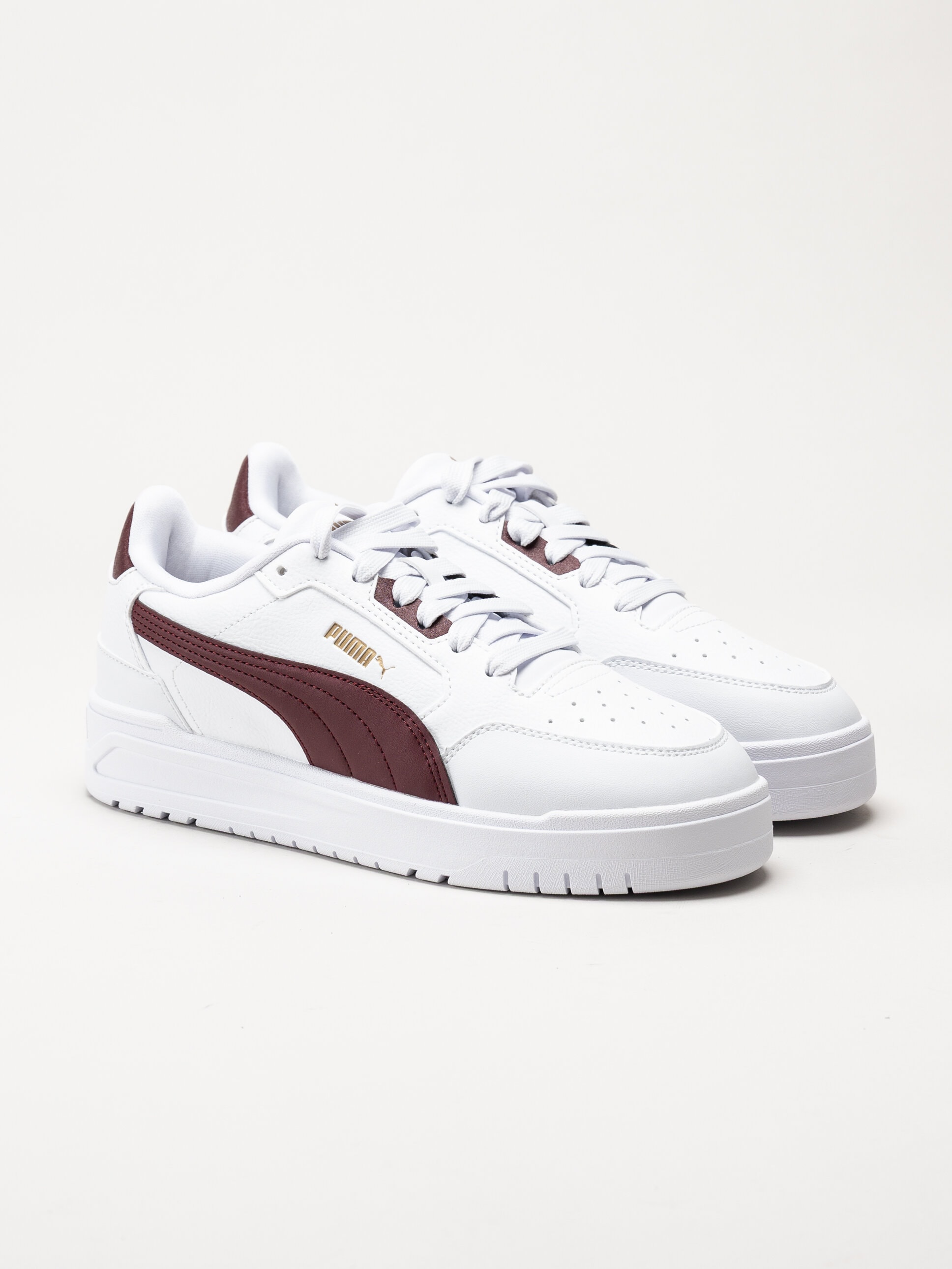 Puma - Shuffle Downtown - Vita sneakers med vinröda partier