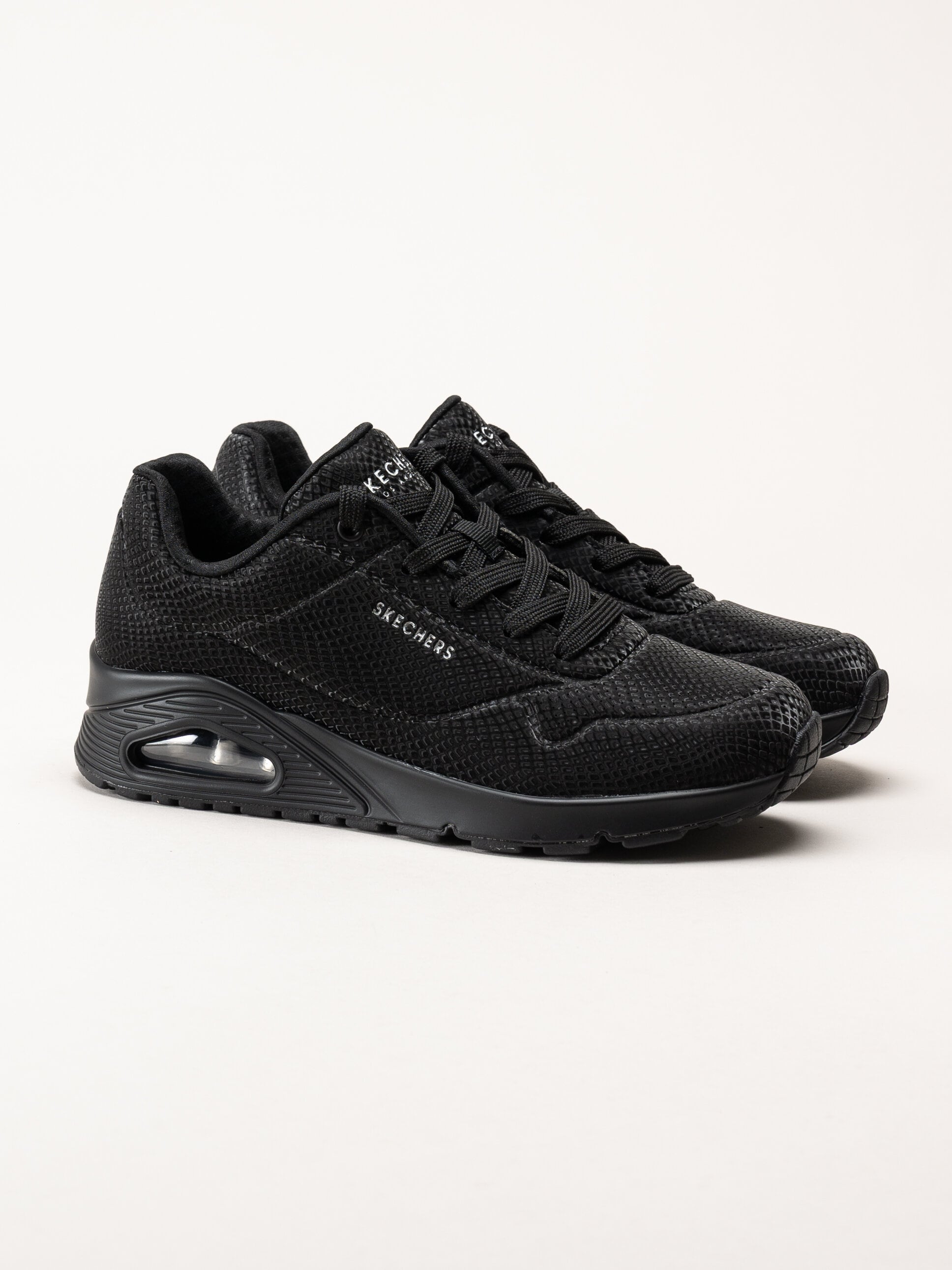 Skechers - Uno - Shiny Scale - Svarta sneakers med ormmönster