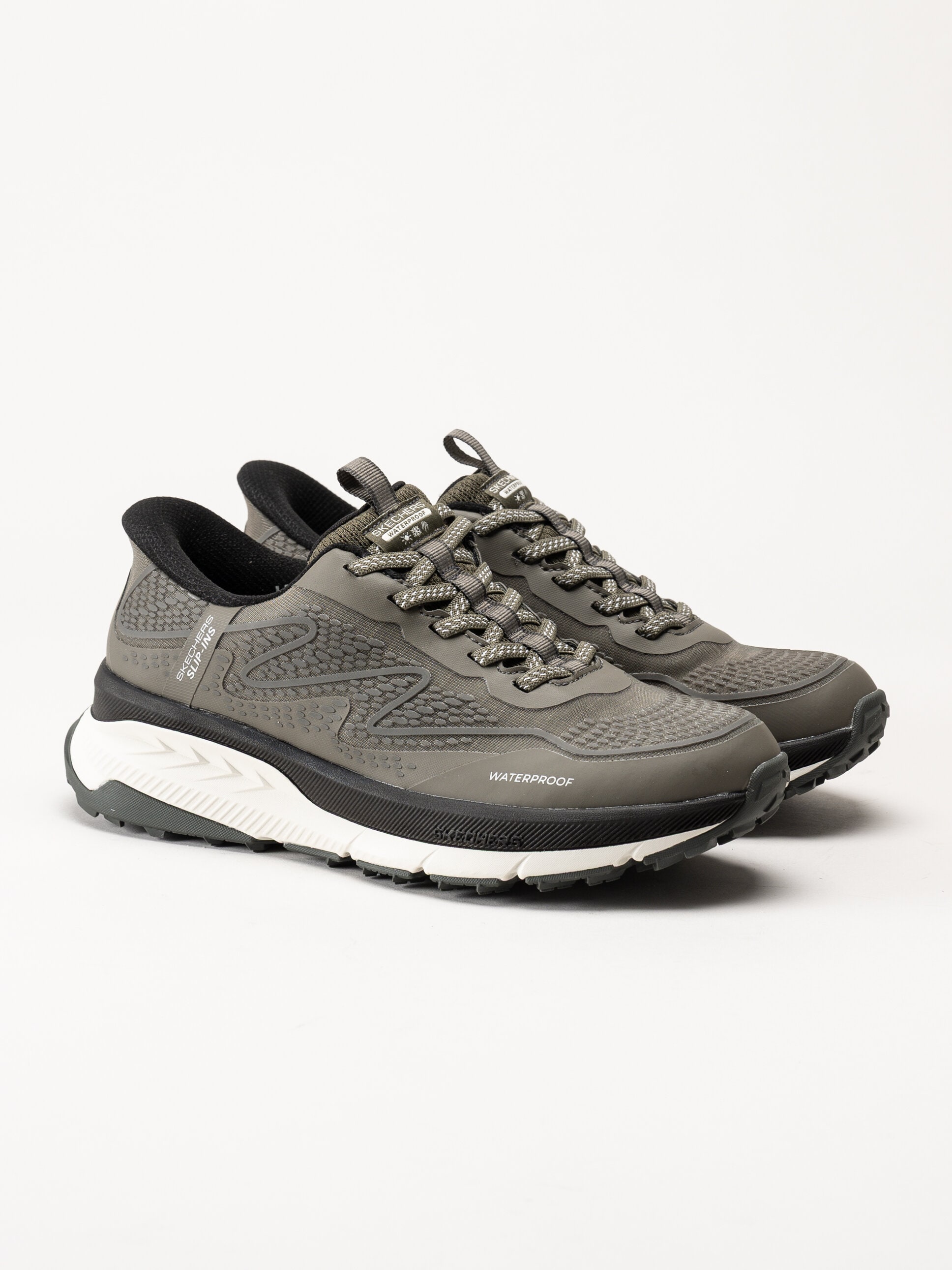 Skechers - Slip-Ins Switch Back - Mist - Olivgröna vattentäta sportskor
