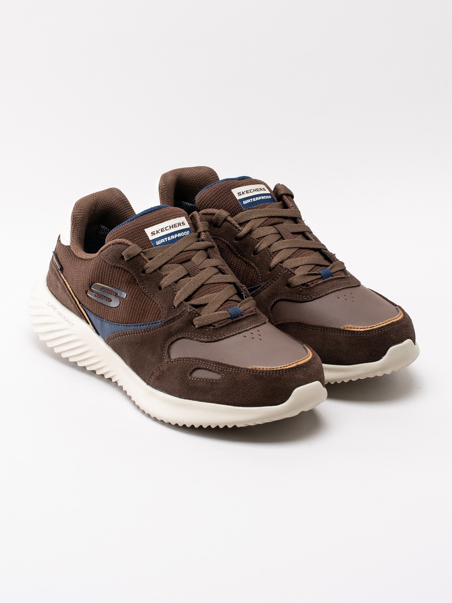 58193009 Skechers Mens Bounder-Jigster WP mörkbruna vattentäta promenadskor med snörning-3