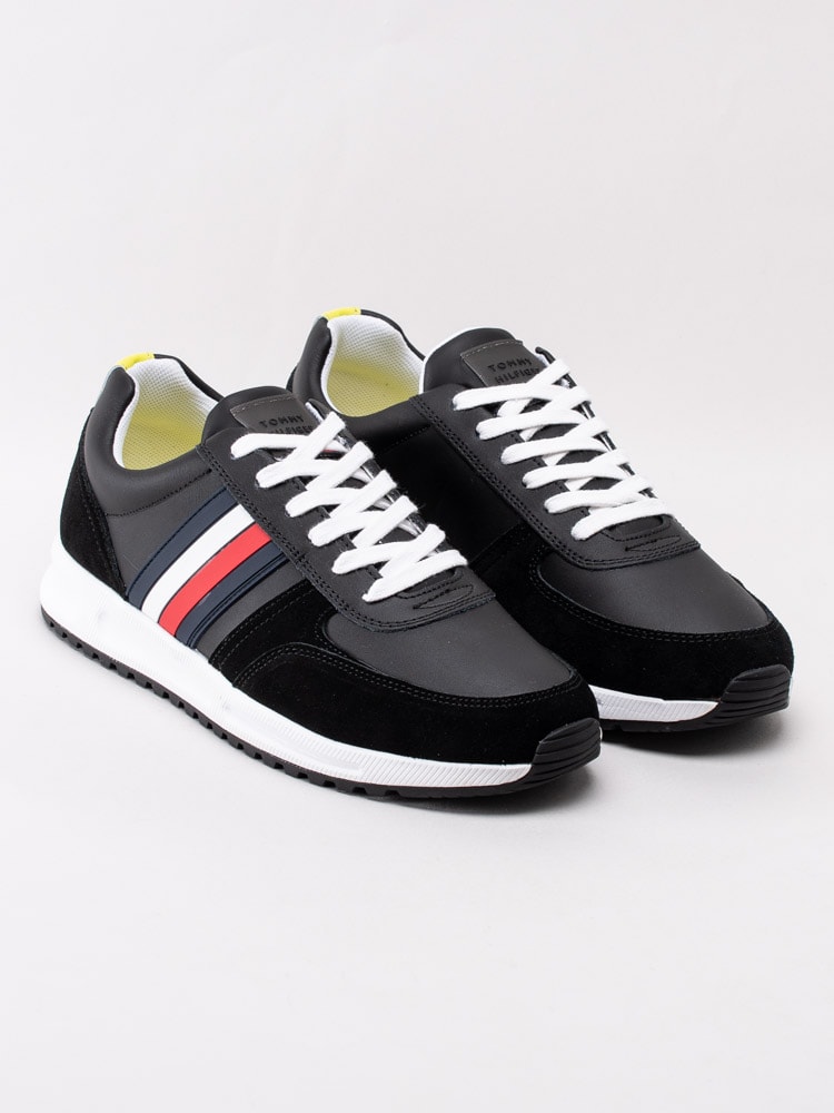 58201069 Tommy Hilfiger Modern Corporate Leather Runner FM02662-BDS Svarta sneakers med signaturfärger-3