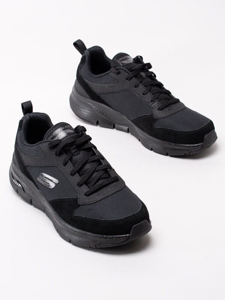 Skechers - Arch Fit Servitica - Svarta sportiga fritidsskor i mesh med mockadetaljer