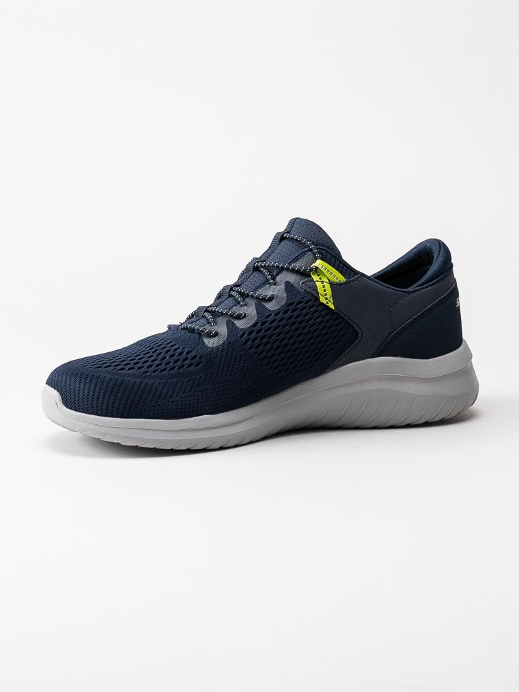 Skechers - Ultra Flex 2.0 Kerlem - Mörkblå slip on sneakers med gula detaljer