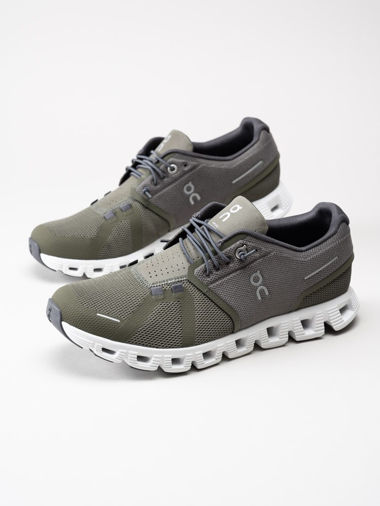On - Cloud 5 - Olivgröna sportiga sneakers i textil