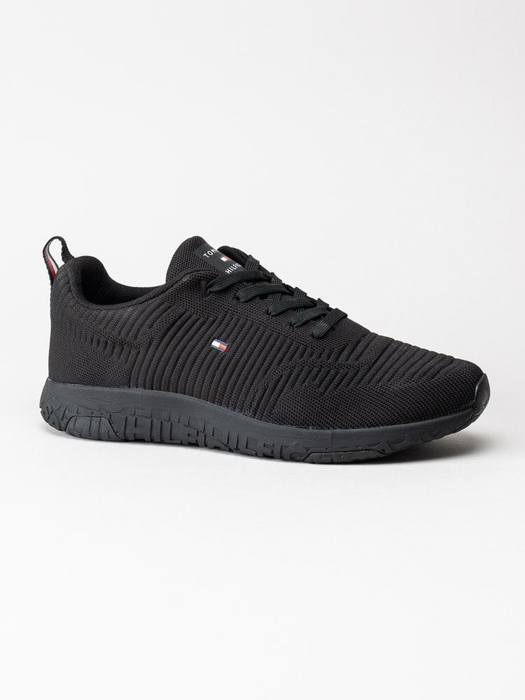Tommy Hilfiger - Corporate Knit Rib Runner - Svarta sneakers i textil