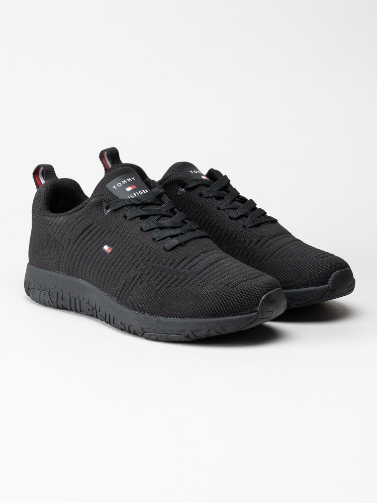 Tommy Hilfiger - Corporate Knit Rib Runner - Svarta sneakers i textil