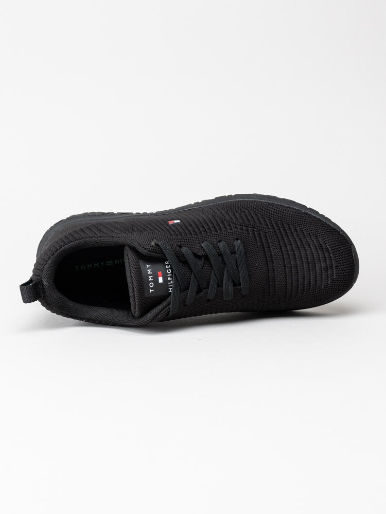 Tommy Hilfiger - Corporate Knit Rib Runner - Svarta sneakers i textil