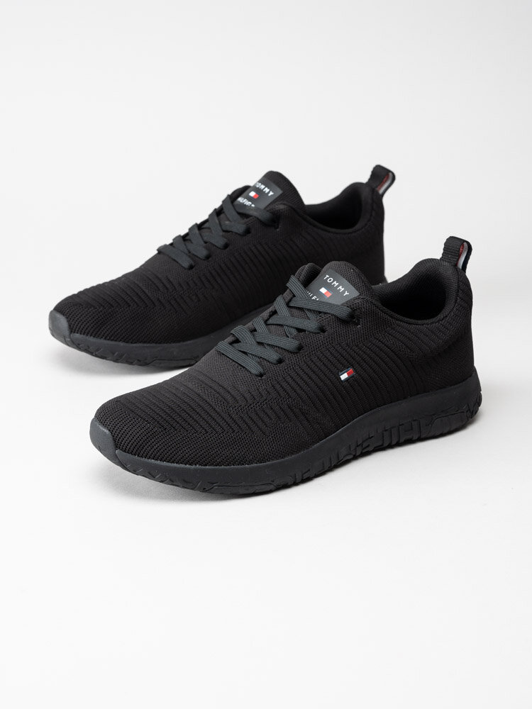 Tommy Hilfiger - Corporate Knit Rib Runner - Svarta sneakers i textil
