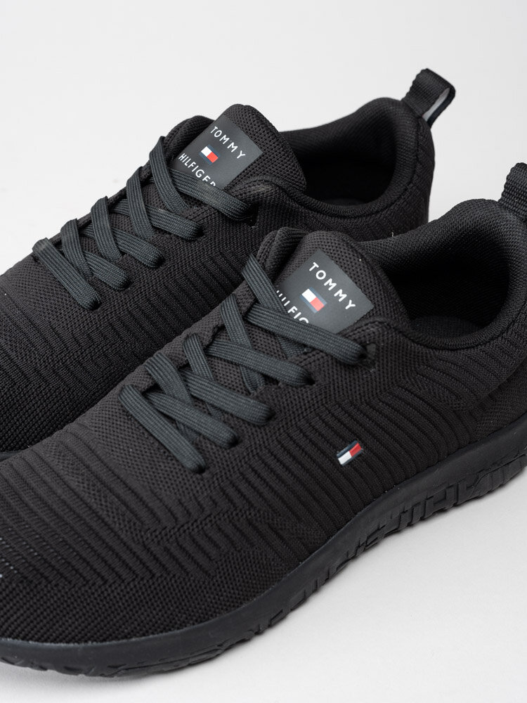 Tommy Hilfiger - Corporate Knit Rib Runner - Svarta sneakers i textil