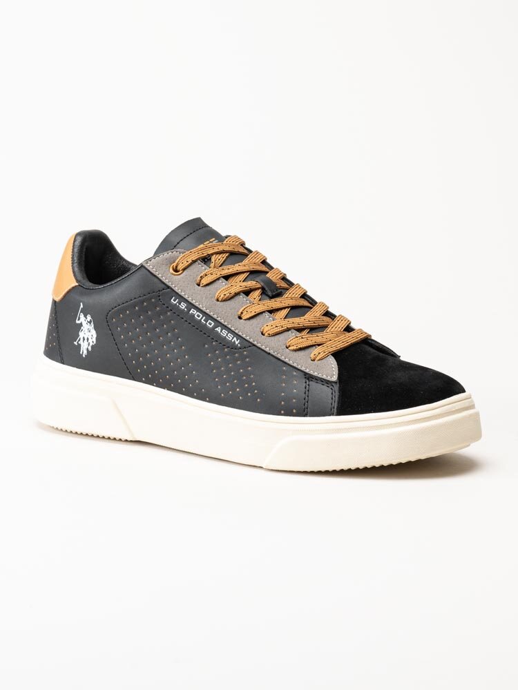 U.S. Polo Assn. - URUS001A - Svarta sneakers med bruna detaljer