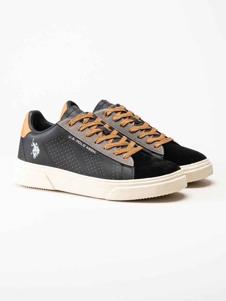 U.S. Polo Assn. - URUS001A - Svarta sneakers med bruna detaljer