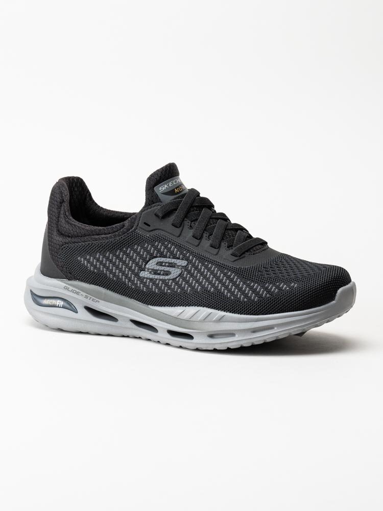 Skechers - Arch Fit Orvan - Svarta slip on sneakers i textil