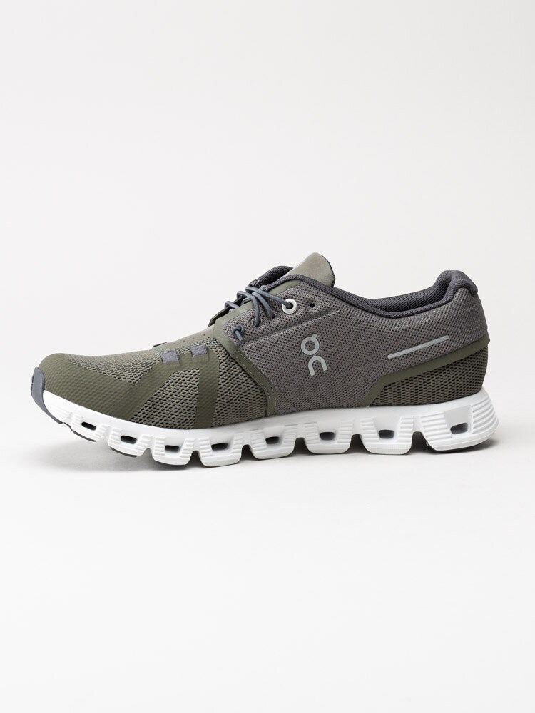 On - Cloud 5 - Olivgröna sportiga sneakers i textil