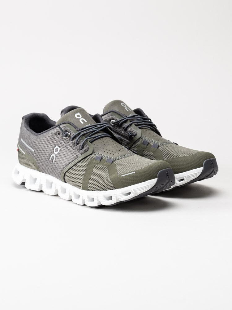 On - Cloud 5 - Olivgröna sportiga sneakers i textil