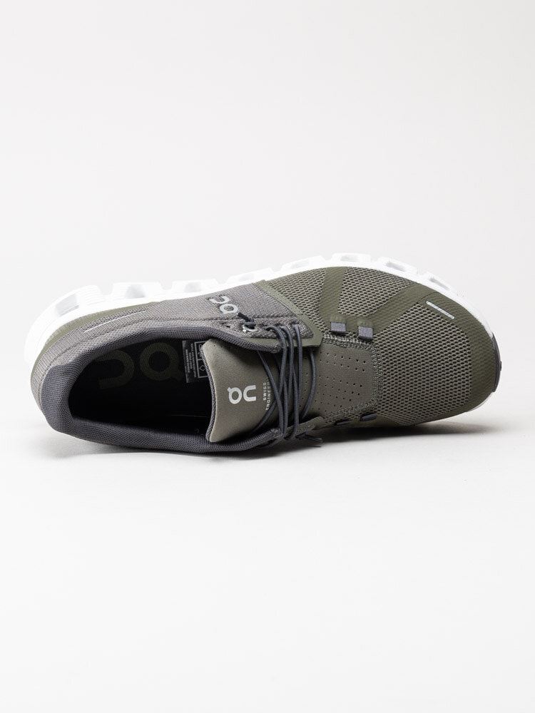 On - Cloud 5 - Olivgröna sportiga sneakers i textil