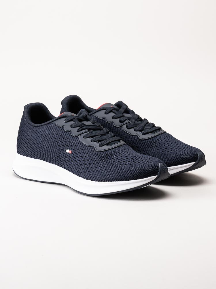 Tommy Hilfiger - Lightweigt Runner Knit Flag - Mörkblå sneakers i textil