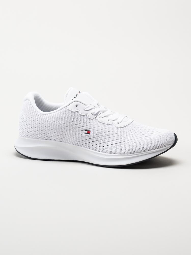 Tommy Hilfiger - Lightweight Runner Knit Flag - Vita sneakers i textil