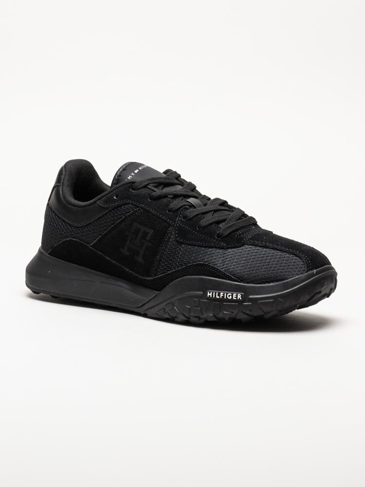 Tommy Hilfiger - Retro Modern Runner - Svarta retrosneakers i mocka och textil