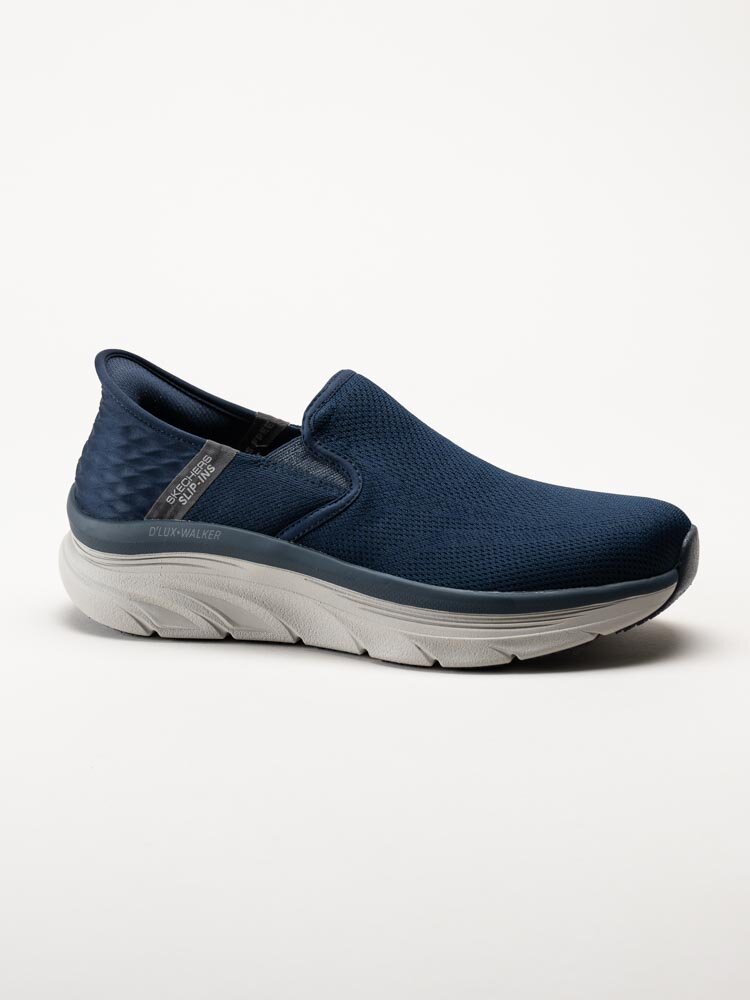 Skechers - DLux Walker Orford - Mörkblå slip on sneakers i textil