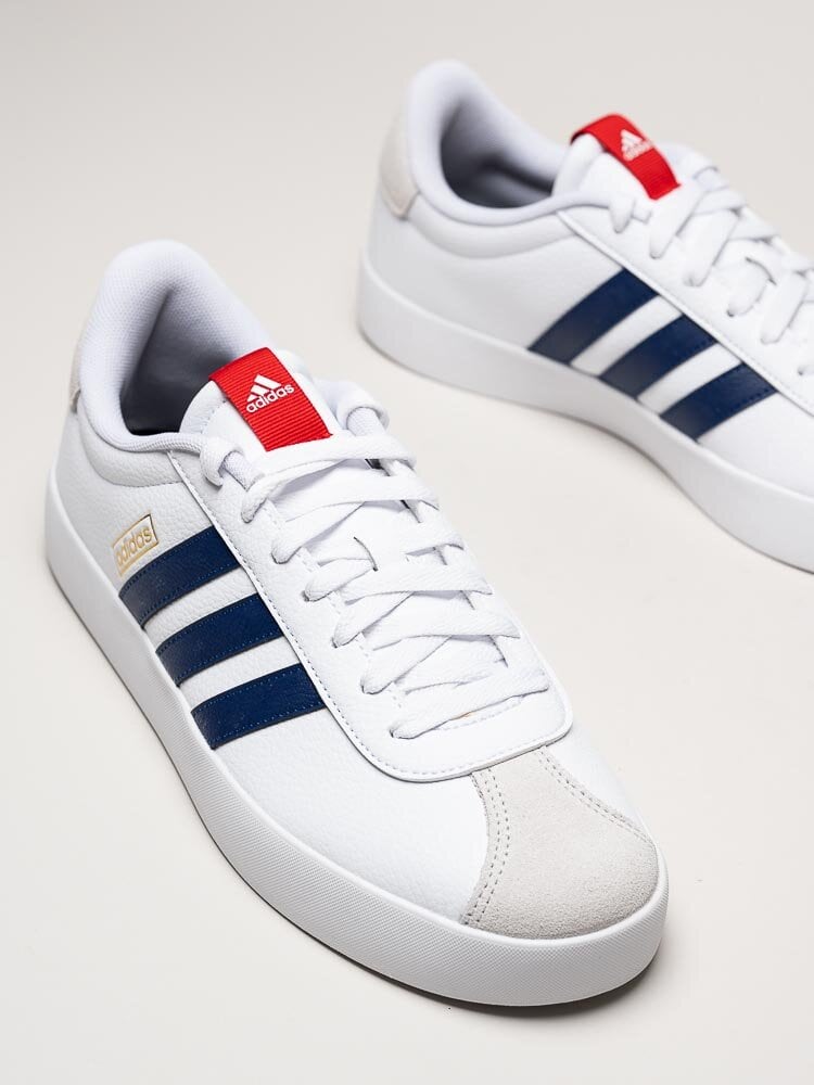 Adidas - VL Court 3.0 - Vita klassiska sneakers med blå stripes