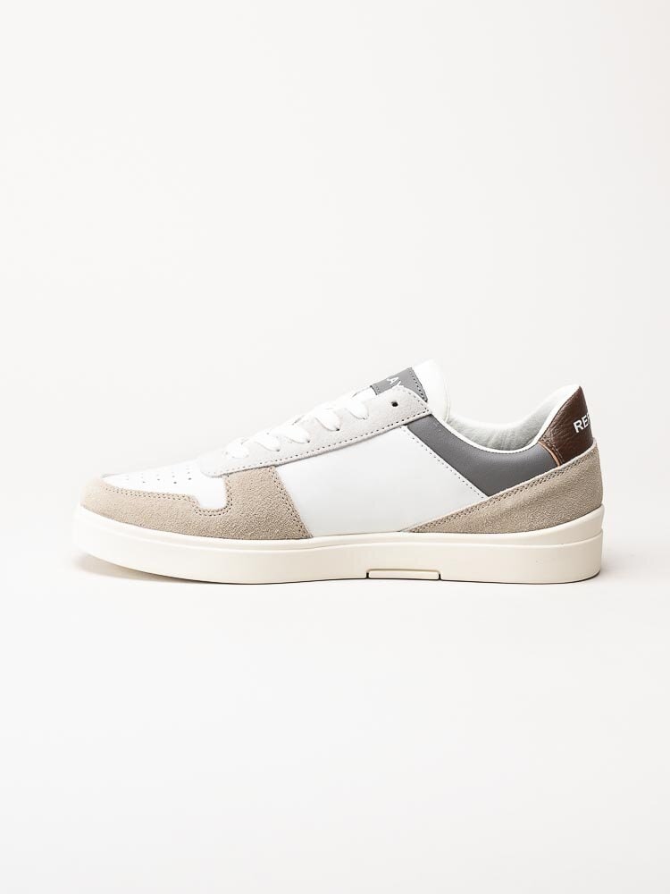 Replay - Polys Court 3 Sneaker - Vita sneakers med bruna och grå partier