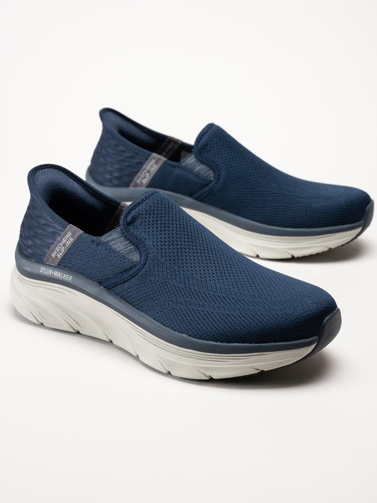 Skechers - Mens Dlux Walker Slip-Ins - Mörkblå slip-ins sneakers i textil