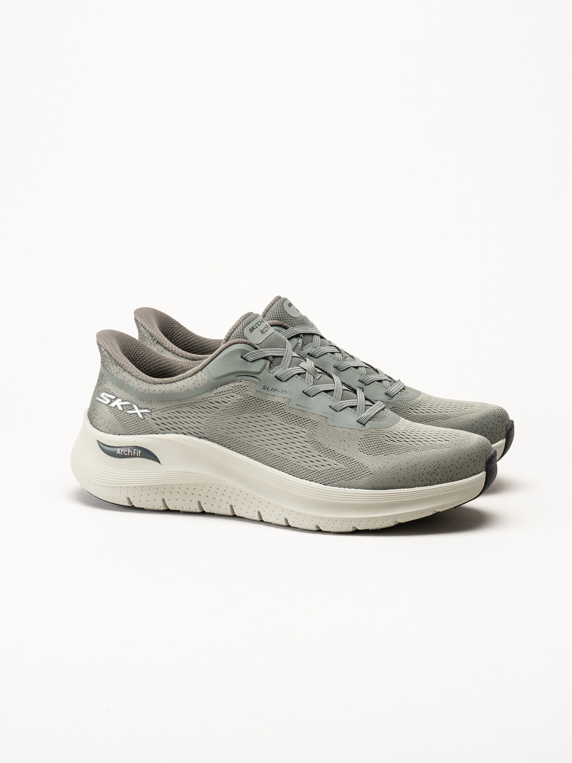 Skechers - Arch Fit 2.0 - Olivgröna slip-ins sneakers i mesh