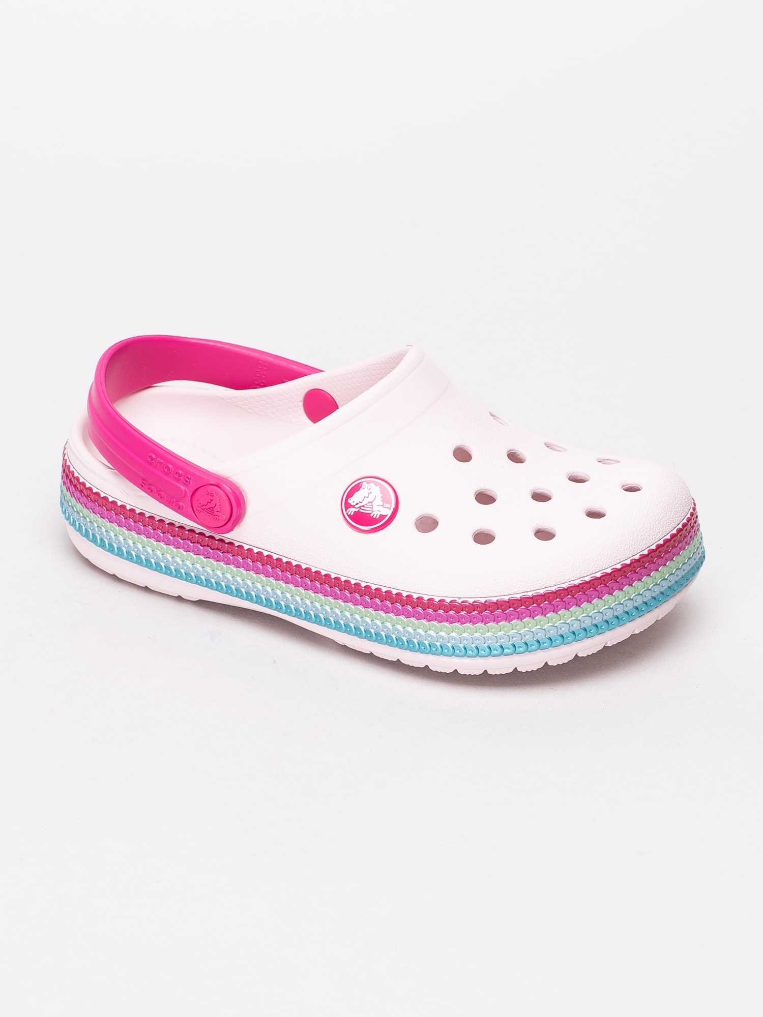 64191020 Crocs Crocband Sequin Band Clog K 205525-6PI ljusrosa barn foppatofflor med paljettband-1